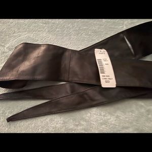 Black leather obi belt one size nwt